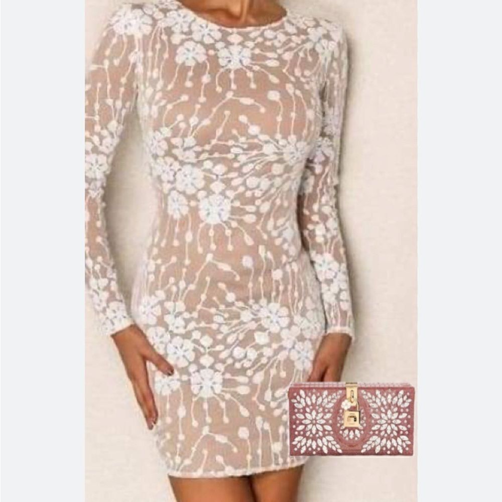 CBR Chic/Boutique/Rose NWT Beaded Sequined Naked Dress, Small Taylor Swift vibes